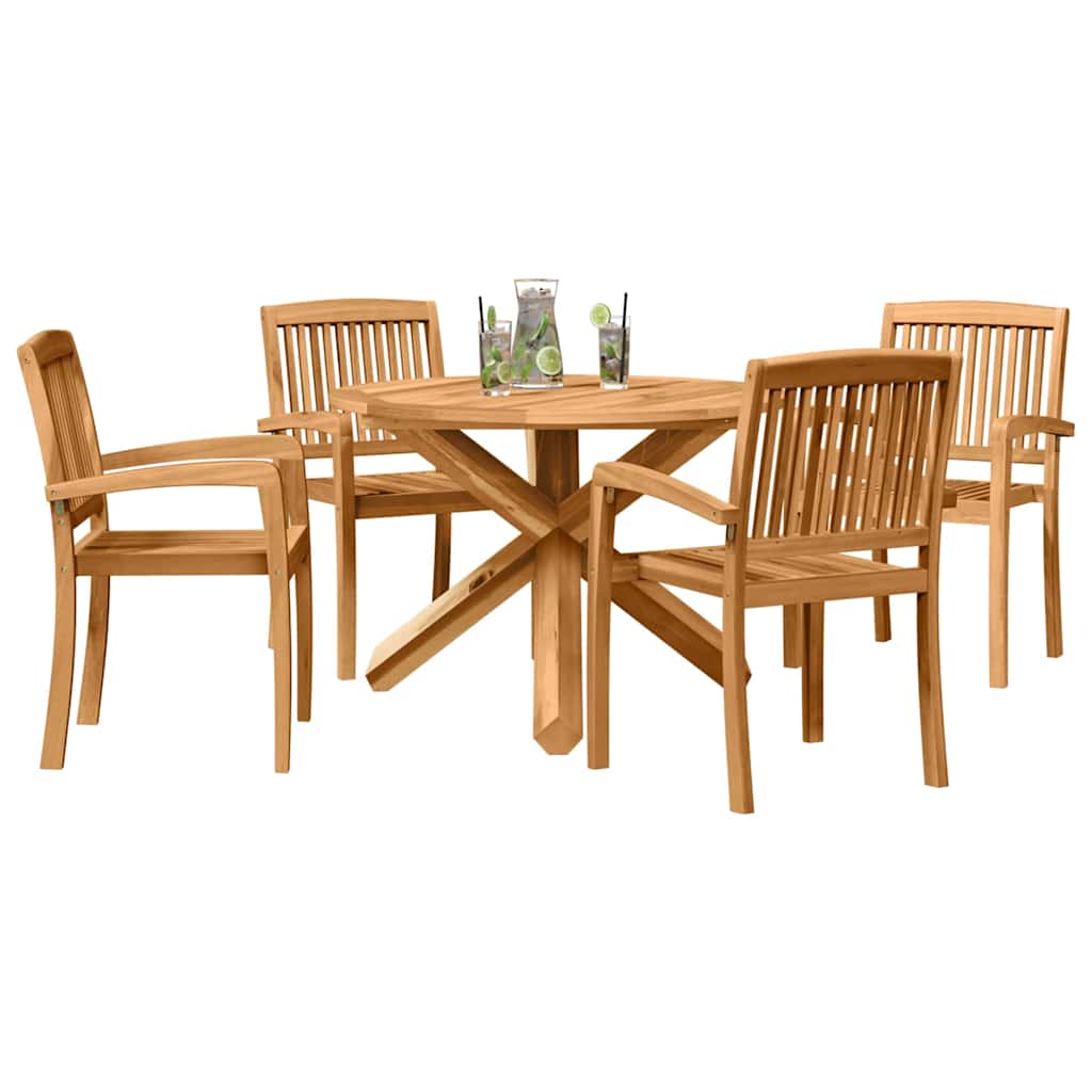 Trädgårdsmöbelset 5 Pcs Naturfärg Massivt Akaciaträ