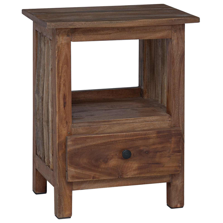 Sängbord Med Låda Brun 30 X 30 X 47 Cm Solid Återvunnen Trä