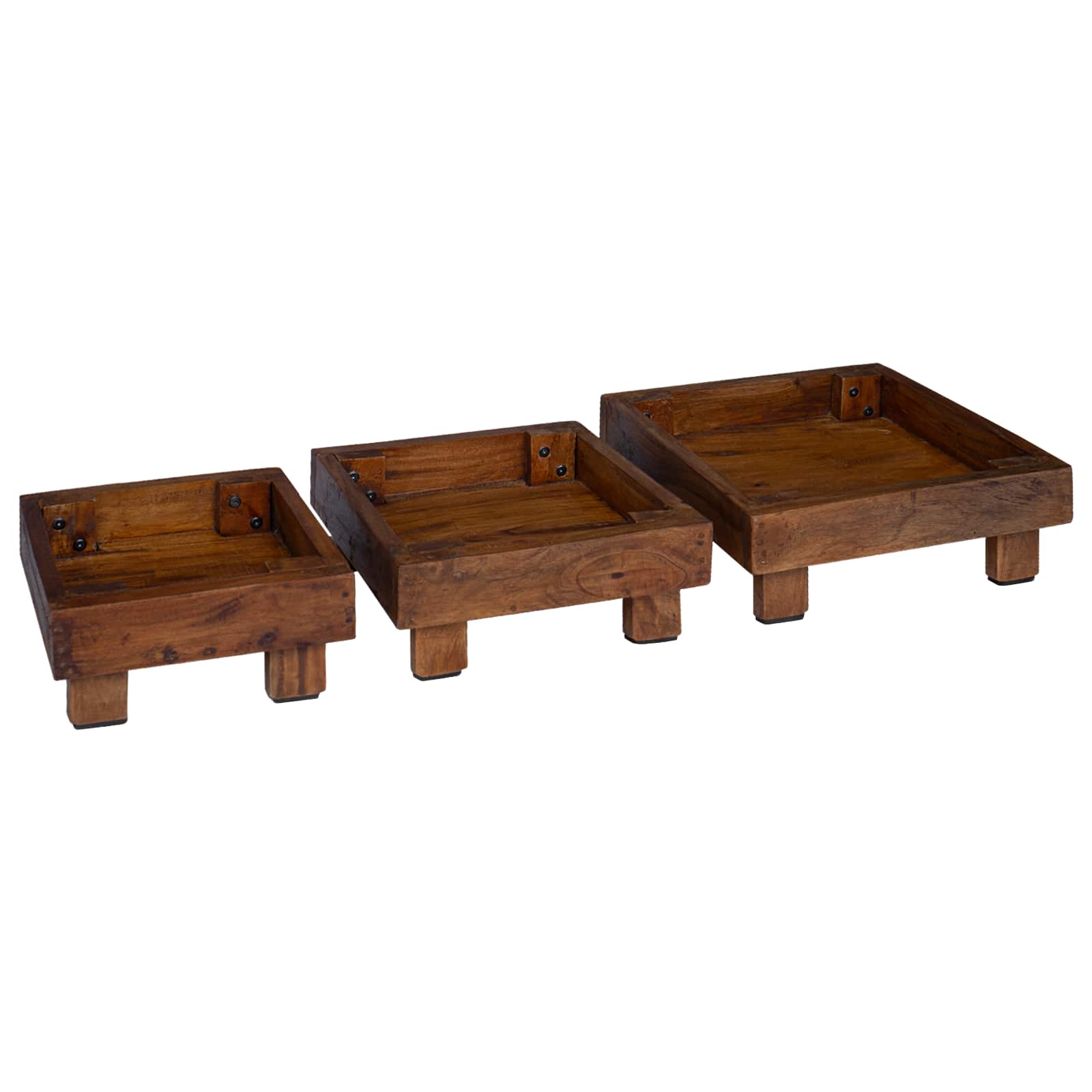 Växtställ 3 St Brun 35 X 35 X 12 Cm Mahognyträ