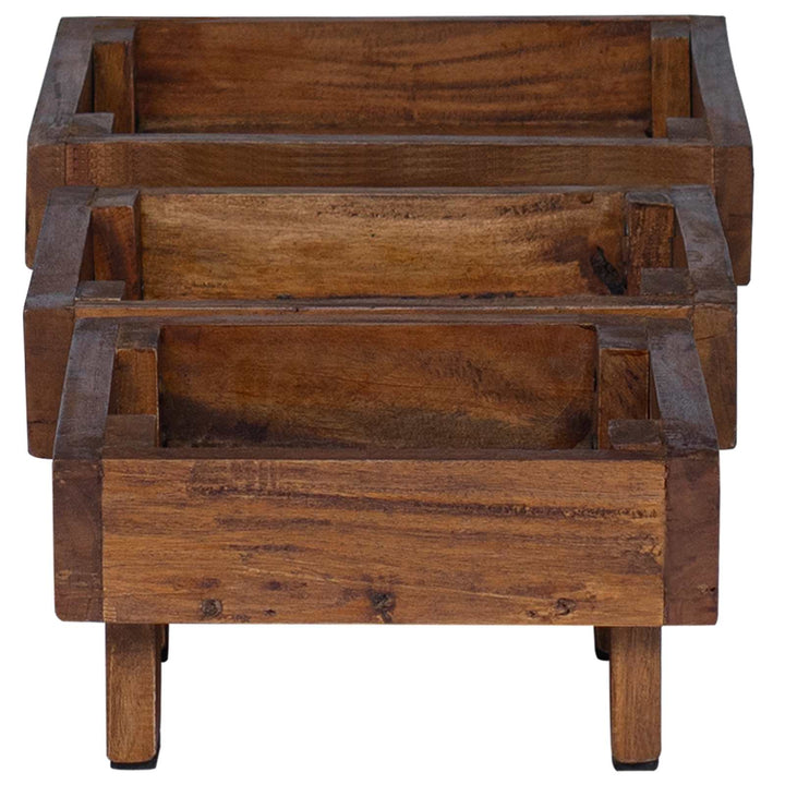 Växtställ 3 St Brun 35 X 35 X 12 Cm Mahognyträ