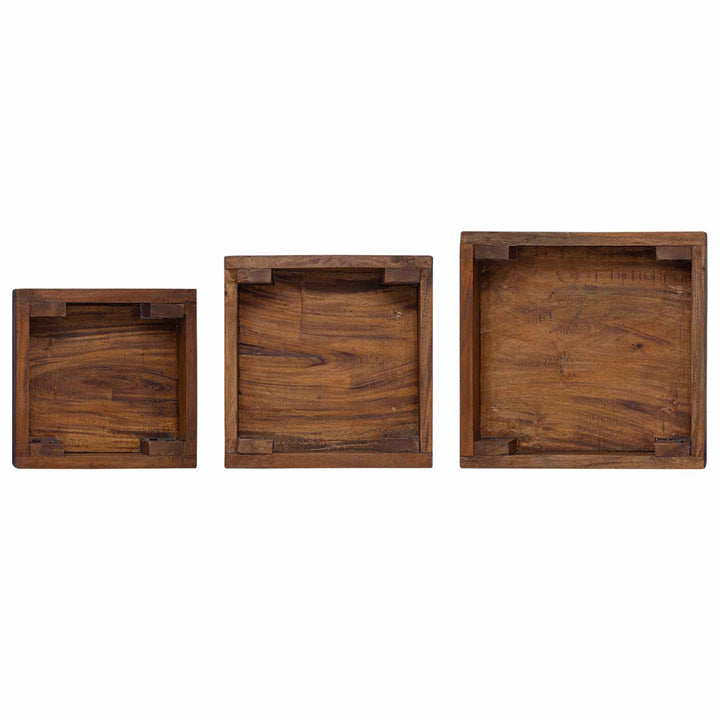 Växtställ 3 St Brun 35 X 35 X 12 Cm Mahognyträ