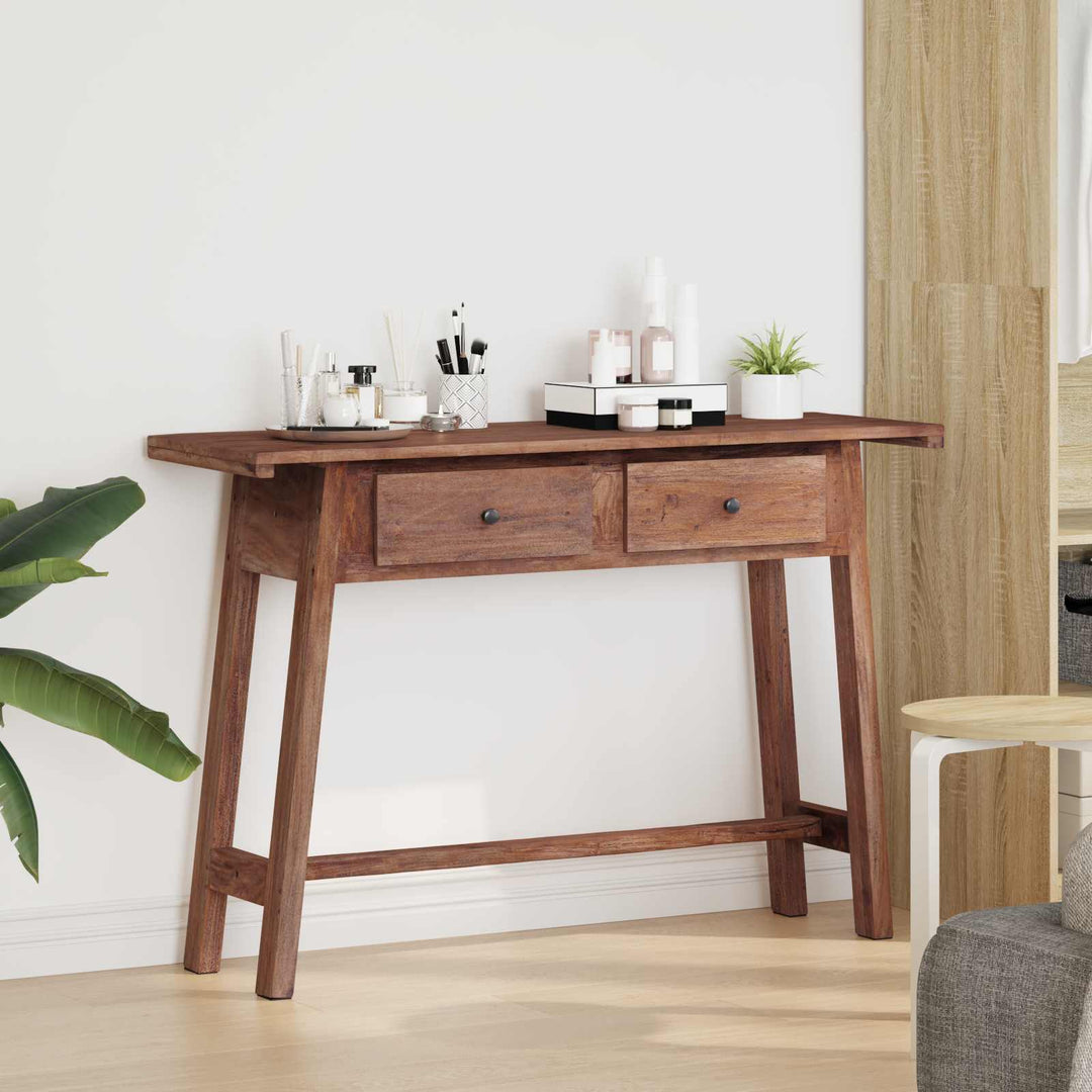 Skrivbord Med Låda Brun 110 X 30 X 79 Cm Massivt Mahognyträ
