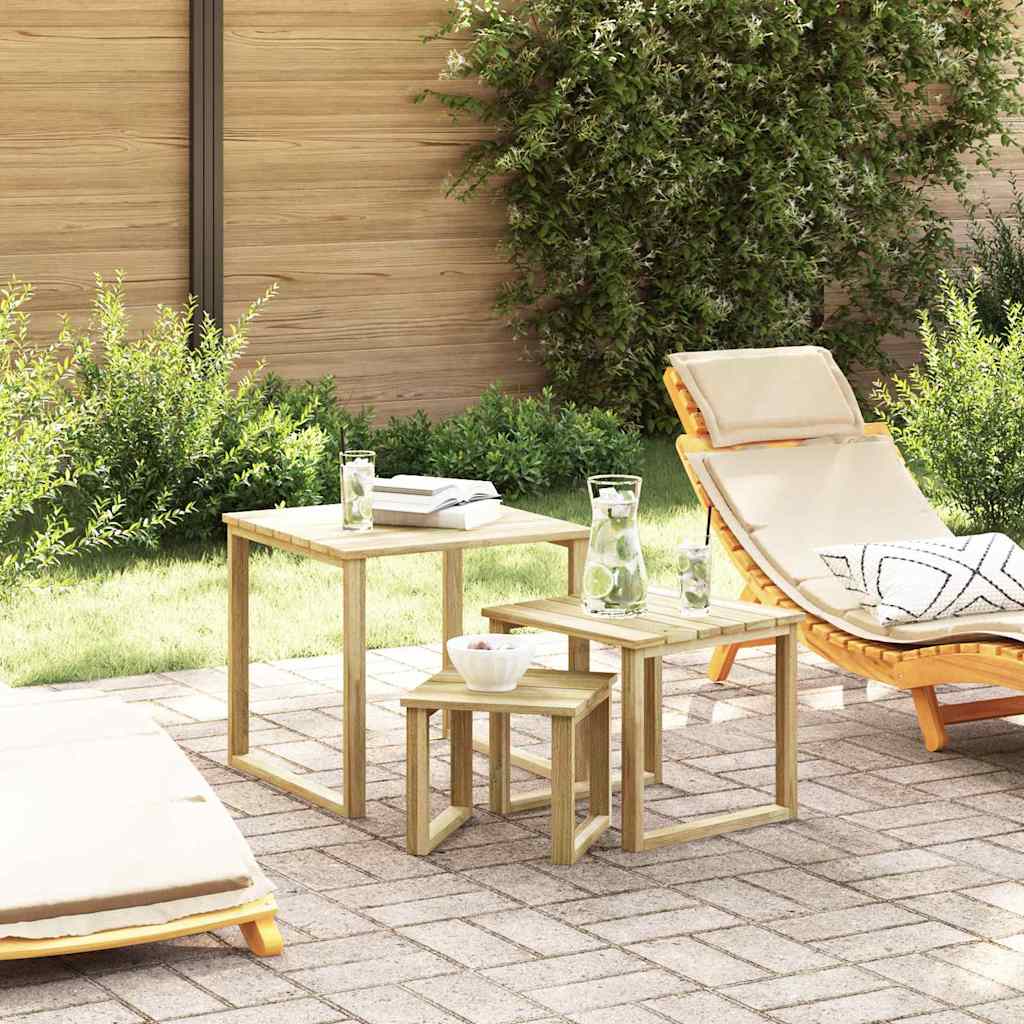 Bord 3 Pcs Naturfärg Impregnerat Furuträ
