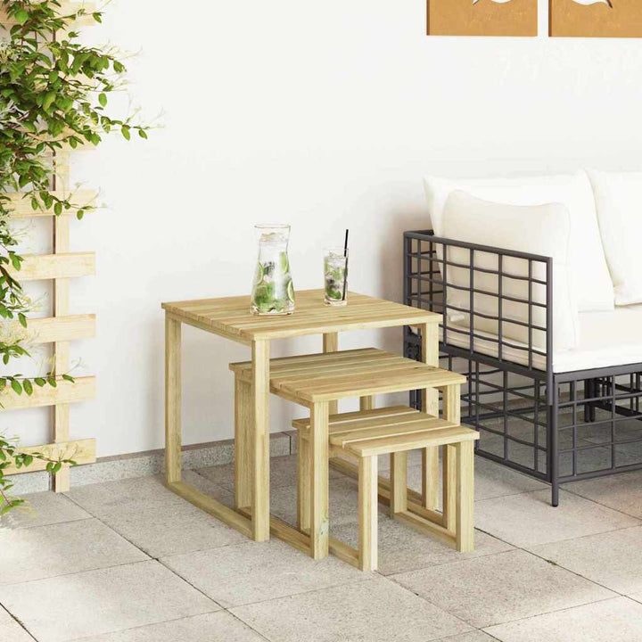 Bord 3 Pcs Naturfärg Impregnerat Furuträ