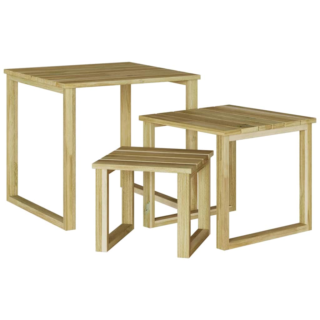 Bord 3 Pcs Naturfärg Impregnerat Furuträ