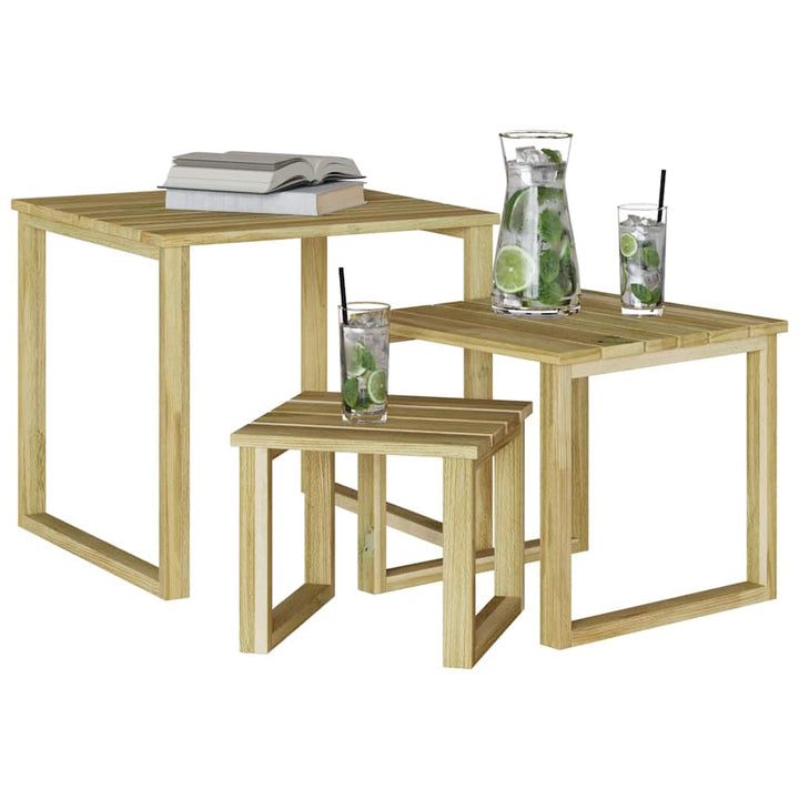 Bord 3 Pcs Naturfärg Impregnerat Furuträ