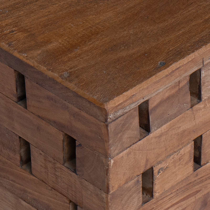 Pall Naturfärg 29 X 29 X 48 Cm Massivt Återvunnet Trä
