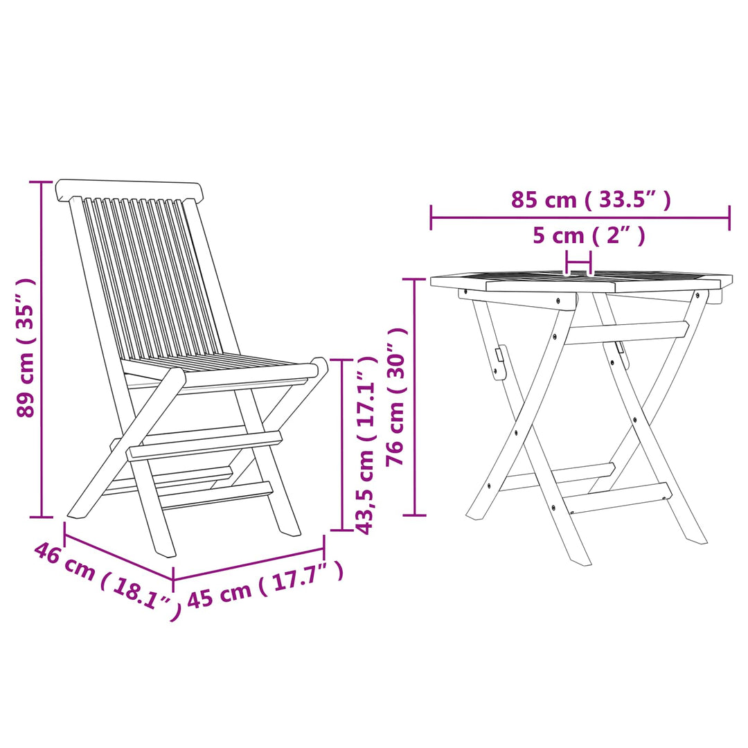 Trädgårdsmöbelset 3 Pcs Brun Massivt Akaciaträ