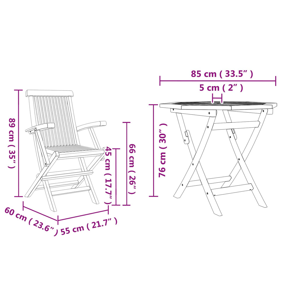 Trädgårdsmöbelset 3 Pcs Brun Massivt Akaciaträ