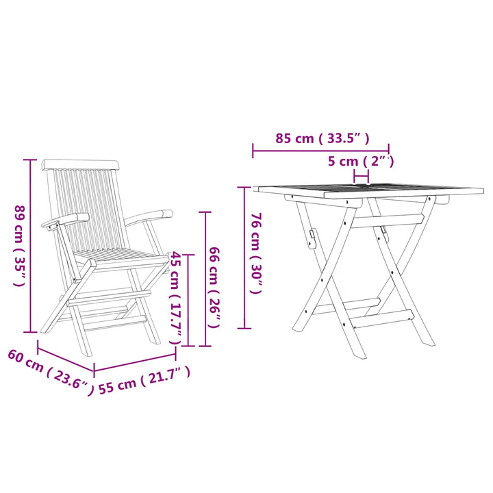 Trädgårdsmöbelset 3 Pcs Brun Massivt Akaciaträ
