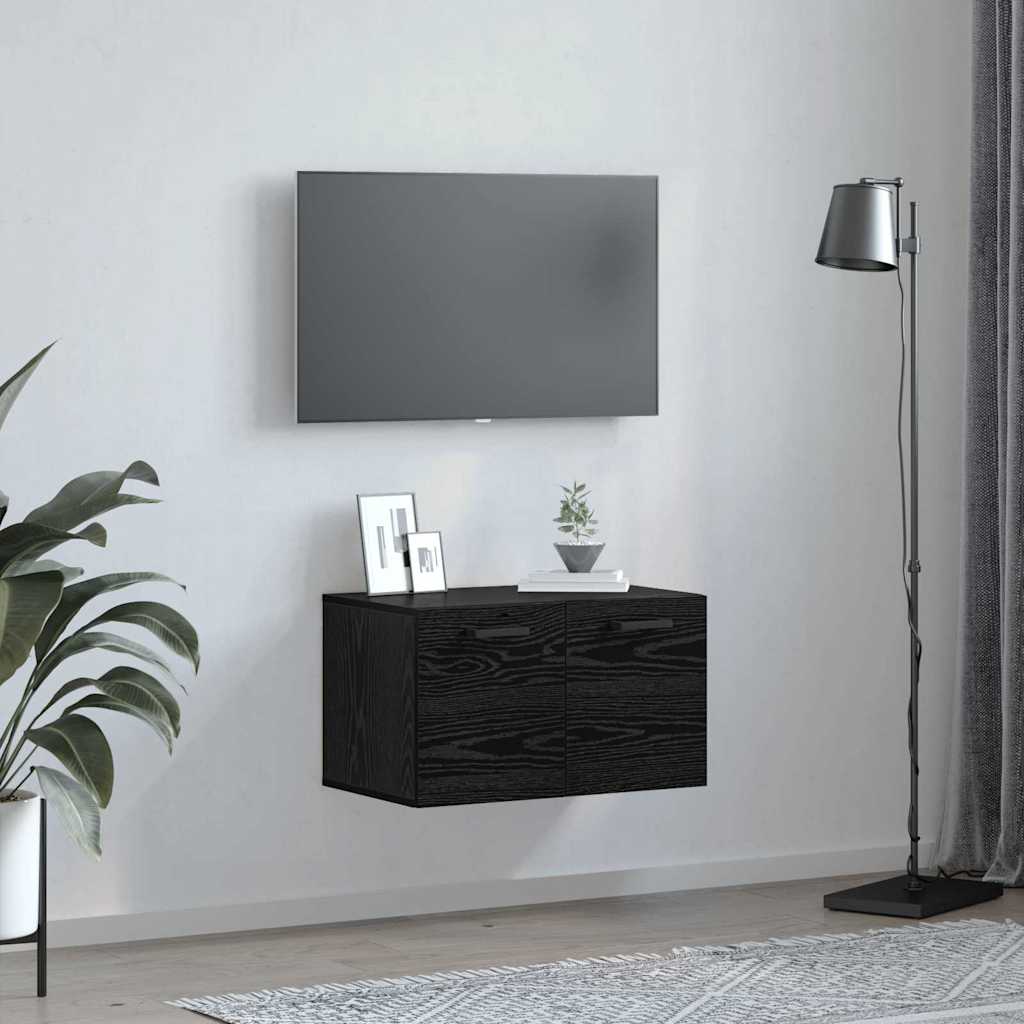 Väggmonterat Skåp 60 X 36,5 X 35 Cm Konstruerat Trä Svart Ek