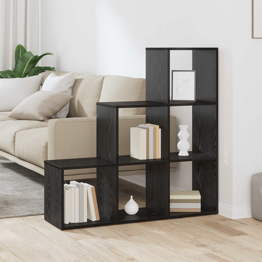 Rumsavdelare Bokhylla Svart Ek 99 X 29 X 99 Cm Konstruerat Trä
