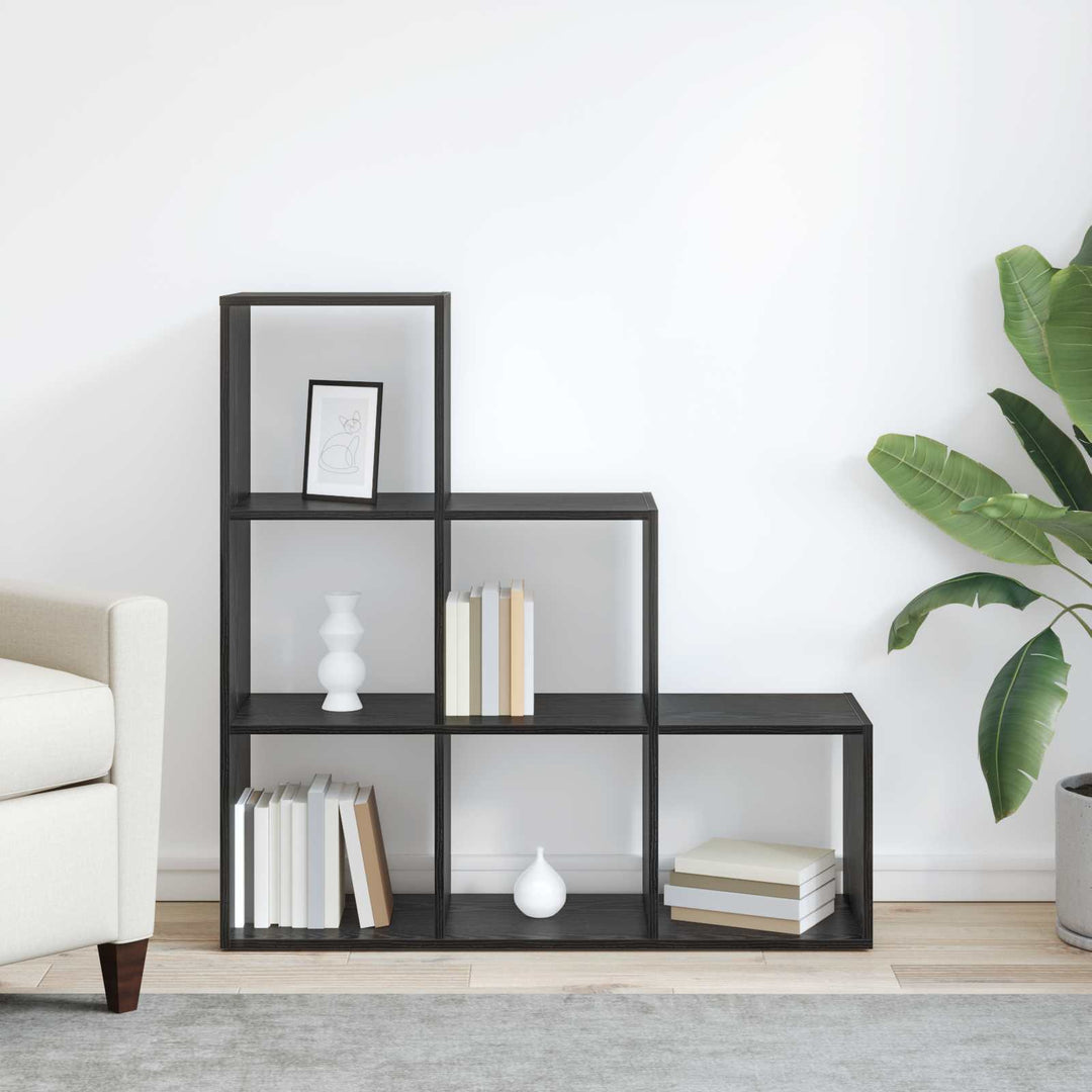 Rumsavdelare Bokhylla Svart Ek 99 X 29 X 99 Cm Konstruerat Trä