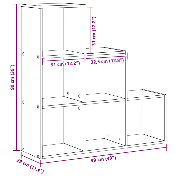 Rumsavdelare Bokhylla Svart Ek 99 X 29 X 99 Cm Konstruerat Trä