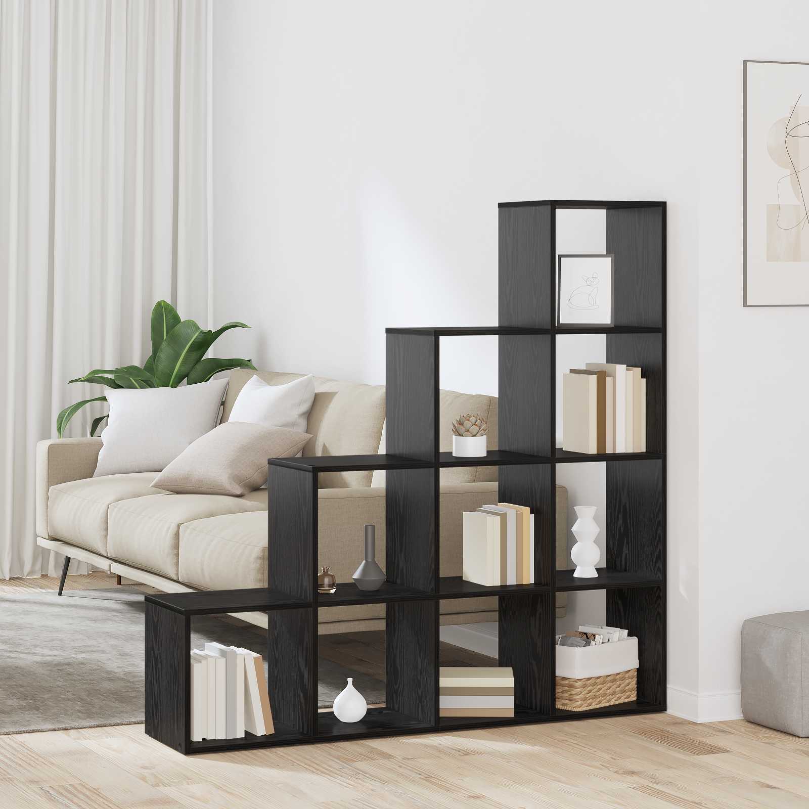 Rumsavdelare Bokhylla Svart Ek 131,5 X 29 X 131,5 Cm