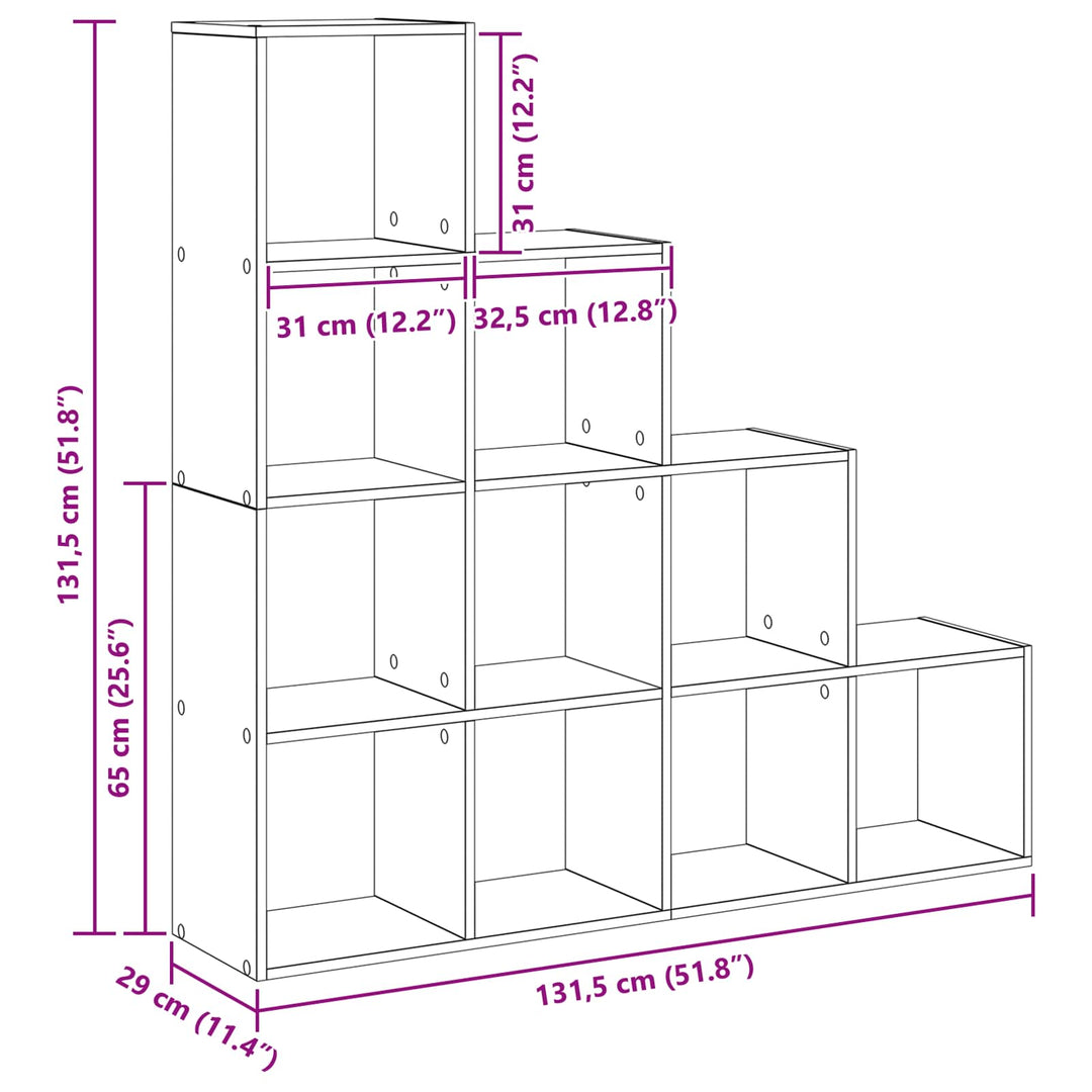 Rumsavdelare Bokhylla Svart Ek 131,5 X 29 X 131,5 Cm