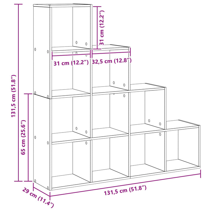 Rumsavdelare Bokhylla Svart Ek 131,5 X 29 X 131,5 Cm