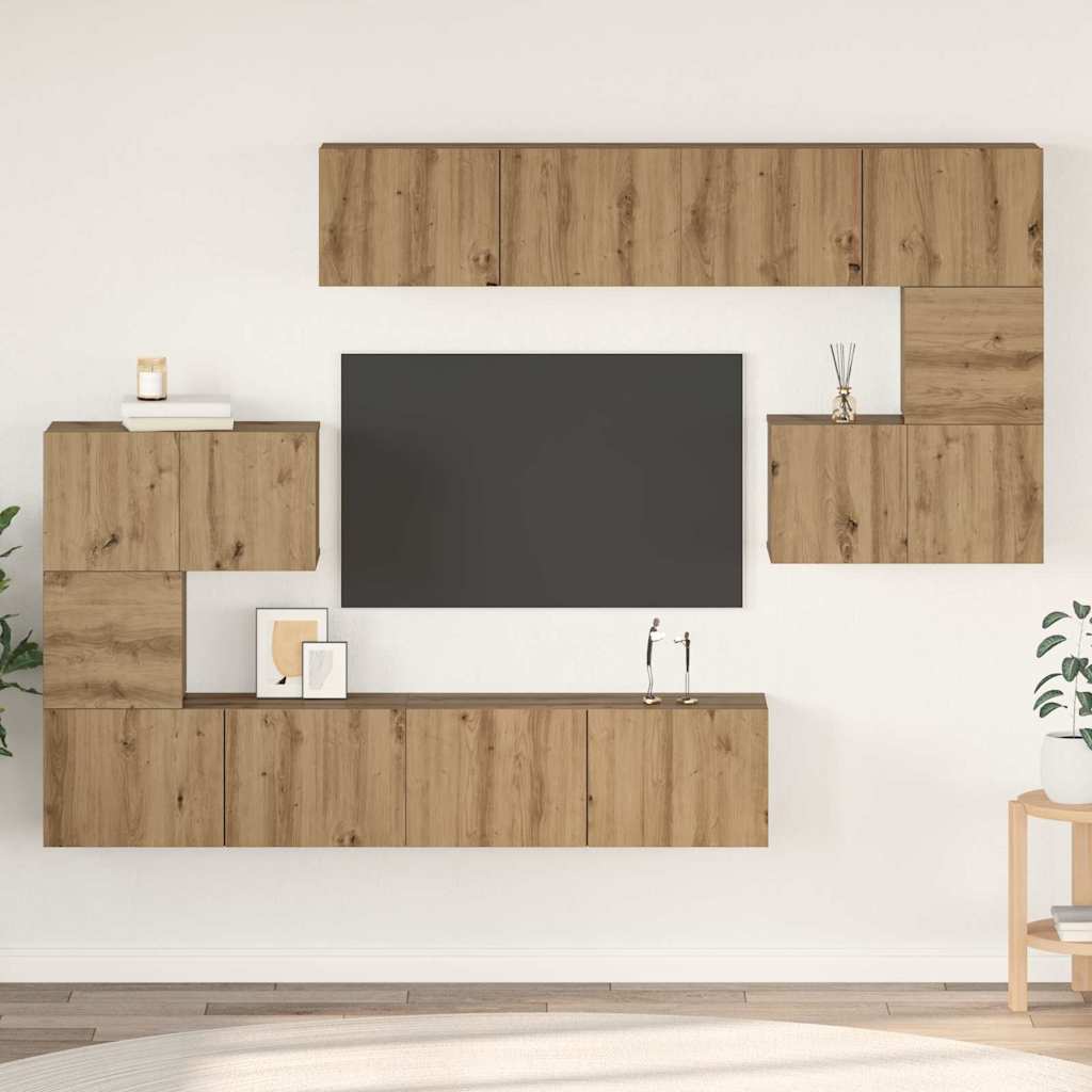 Tv-Bänkset Väggmonterad 8 Pcs Artisan Ek Konstruerat Trä