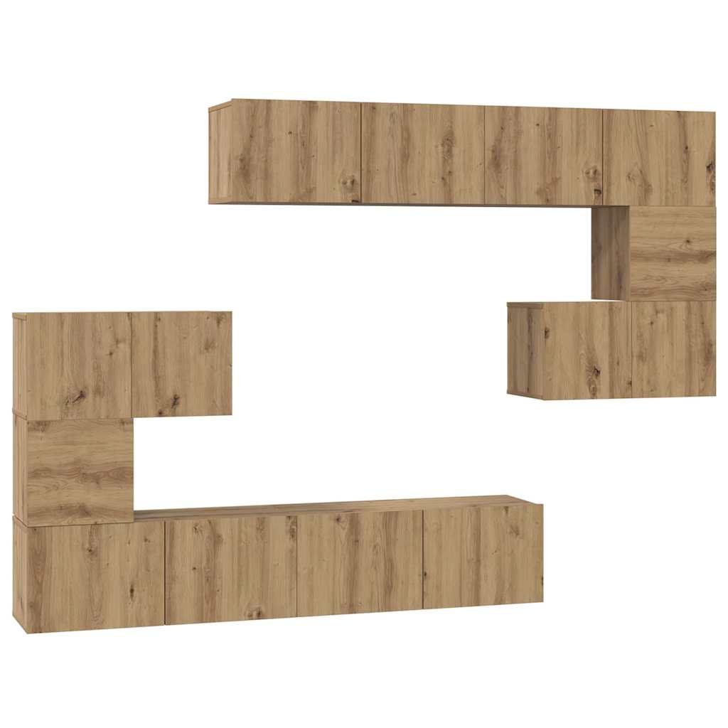 Tv-Bänkset Väggmonterad 8 Pcs Artisan Ek Konstruerat Trä