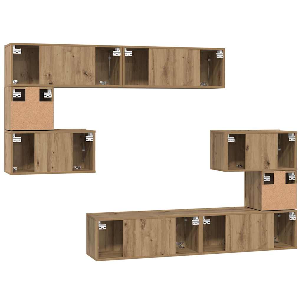 Tv-Bänkset Väggmonterad 8 Pcs Artisan Ek Konstruerat Trä