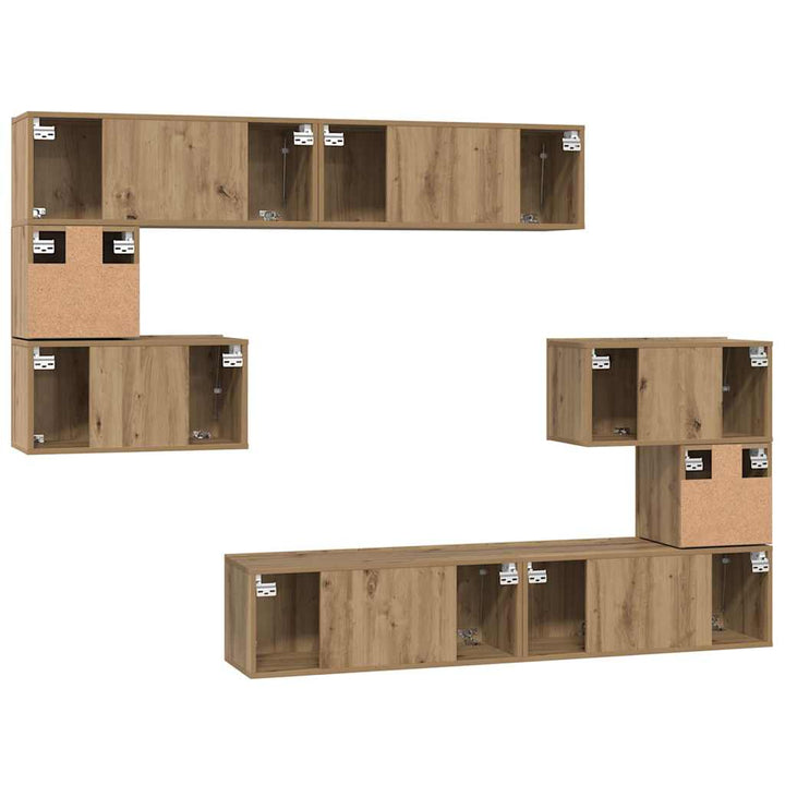 Tv-Bänkset Väggmonterad 8 Pcs Artisan Ek Konstruerat Trä
