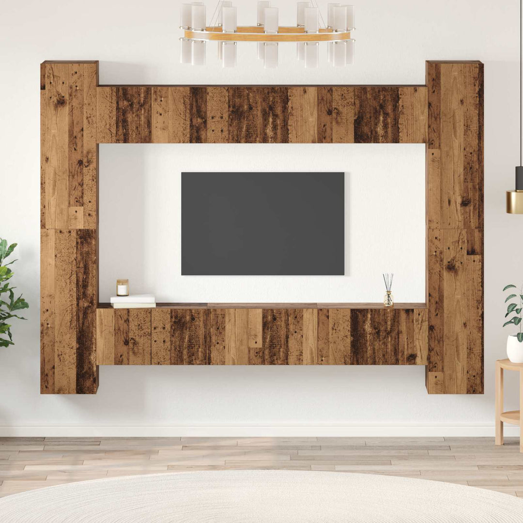 Tv-Bänkset 10 Pcs Gammalt Trä 30,5 X 30 X 90 Cm Konstruerat Trä