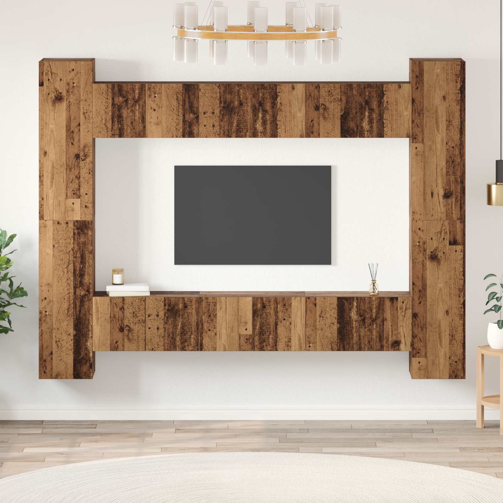 Tv-Bänkset 10 Pcs Gammalt Trä 30,5 X 30 X 90 Cm Konstruerat Trä