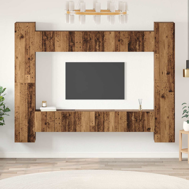 Tv-Bänkset 10 Pcs Gammalt Trä 30,5 X 30 X 90 Cm Konstruerat Trä