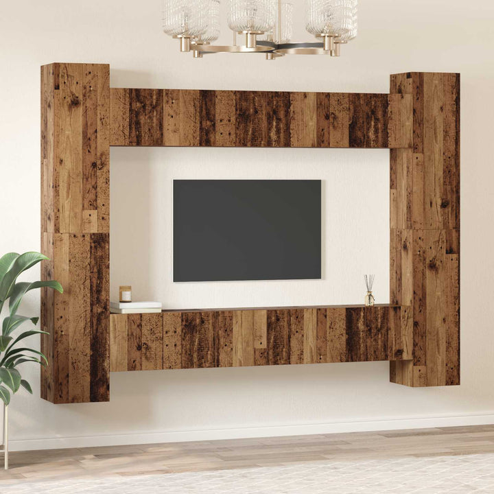 Tv-Bänkset 10 Pcs Gammalt Trä 30,5 X 30 X 90 Cm Konstruerat Trä
