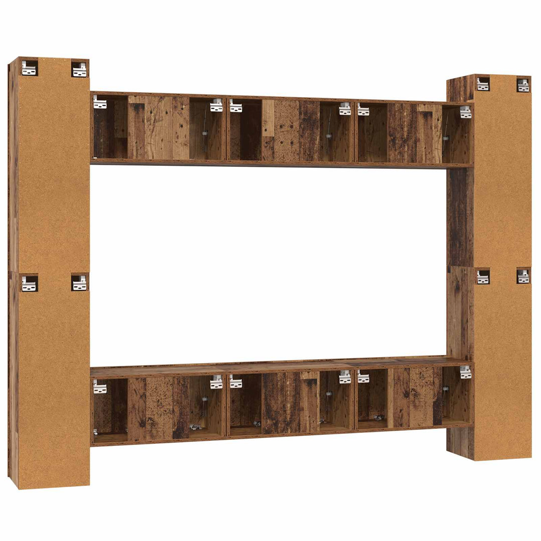 Tv-Bänkset 10 Pcs Gammalt Trä 30,5 X 30 X 90 Cm Konstruerat Trä