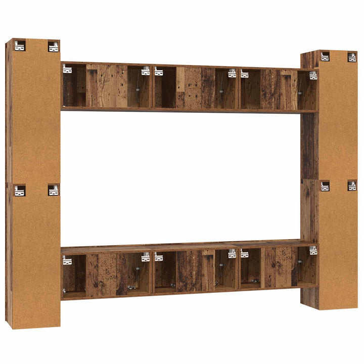 Tv-Bänkset 10 Pcs Gammalt Trä 30,5 X 30 X 90 Cm Konstruerat Trä