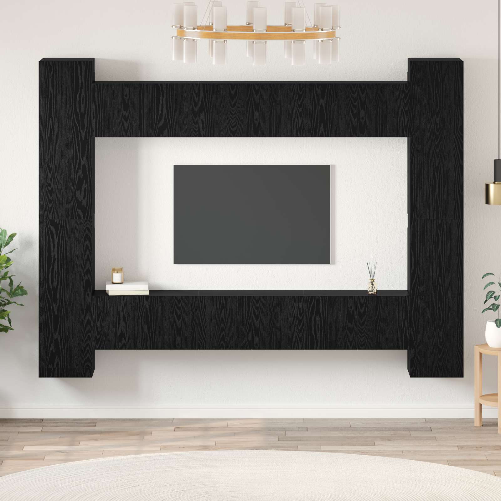 Tv-Bänkset 10 Pcs Svart Ek 30,5 X 30 X 90 Cm Konstruerat Trä