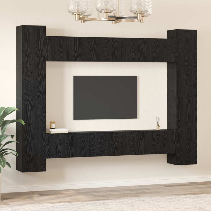 Tv-Bänkset 10 Pcs Svart Ek 30,5 X 30 X 90 Cm Konstruerat Trä