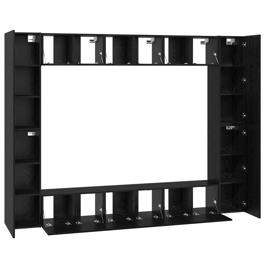 Tv-Bänkset 10 Pcs Svart Ek 30,5 X 30 X 90 Cm Konstruerat Trä