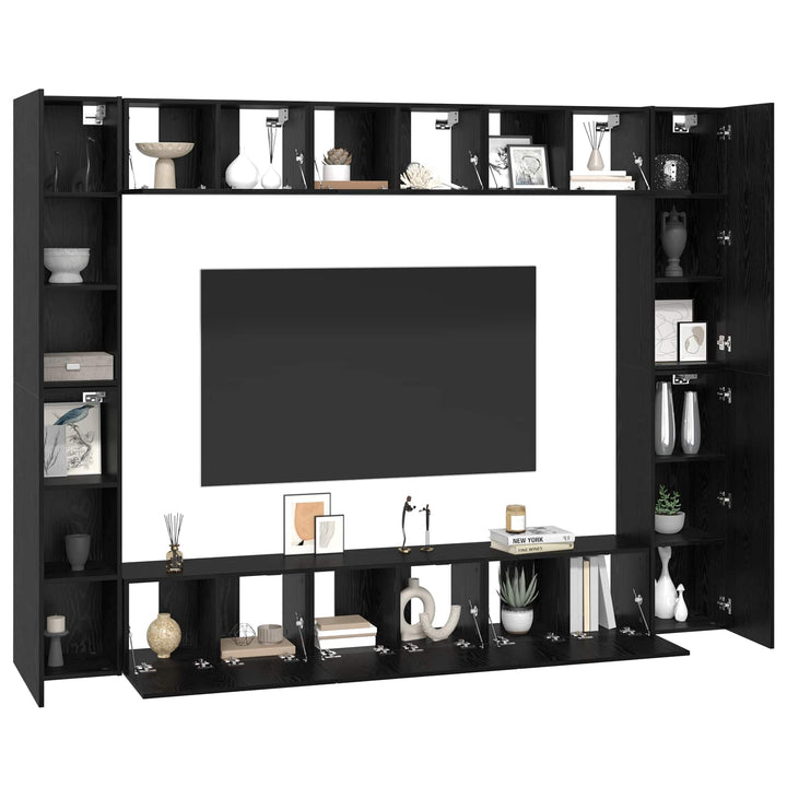 Tv-Bänkset 10 Pcs Svart Ek 30,5 X 30 X 90 Cm Konstruerat Trä