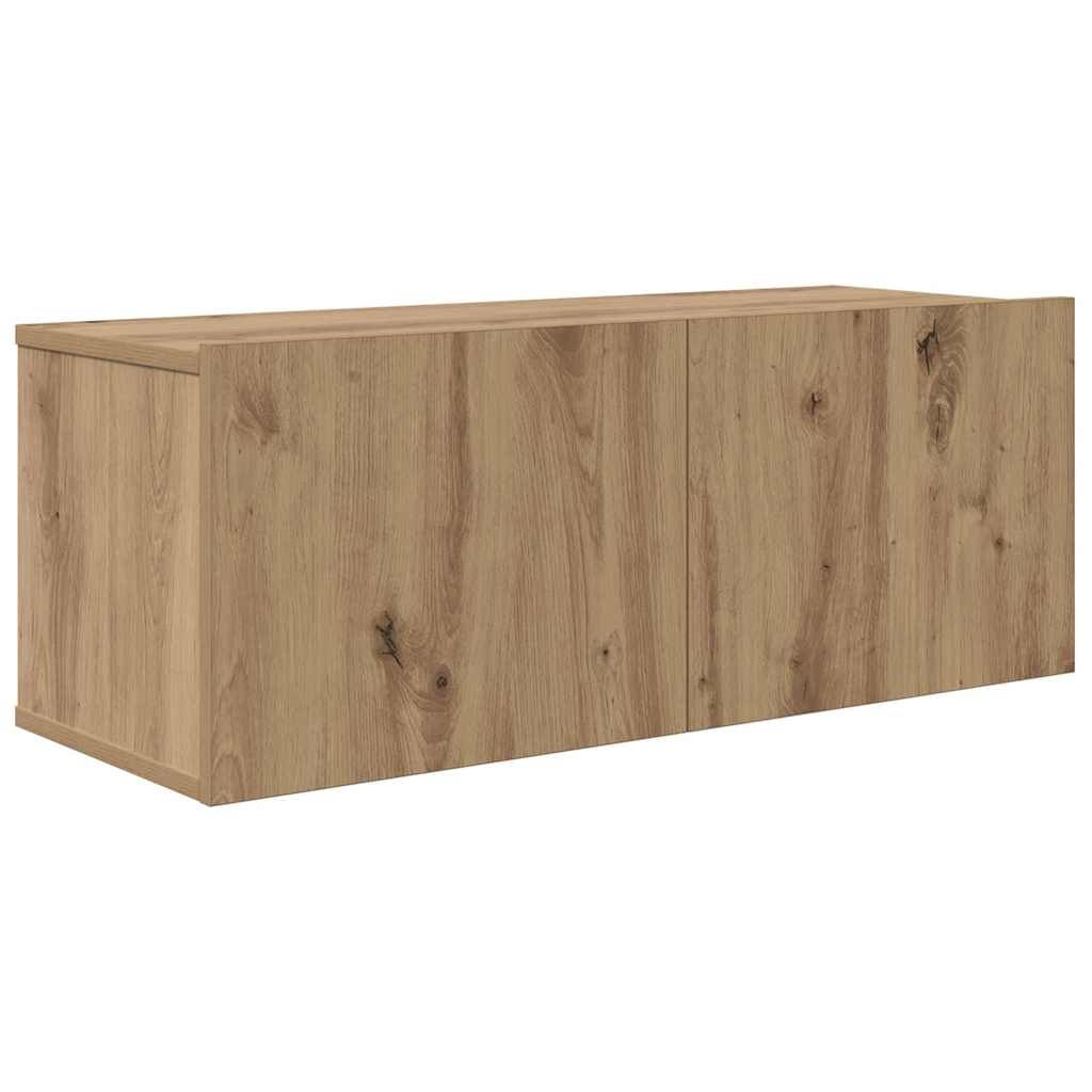Vägg Tv Skåp Väggmonterad 4 Pcs Artisan Ek Konstruerat Trä