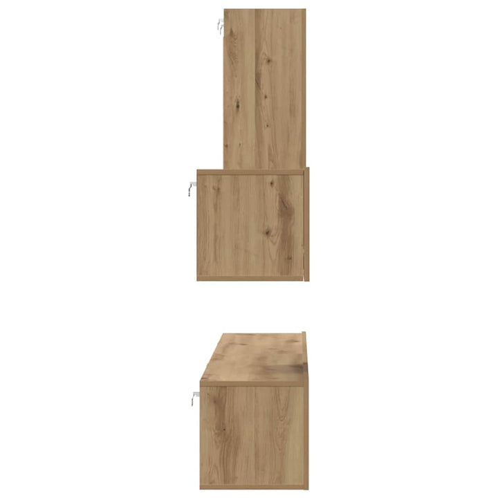 Vägg Tv Skåp Väggmonterad 4 Pcs Artisan Ek Konstruerat Trä