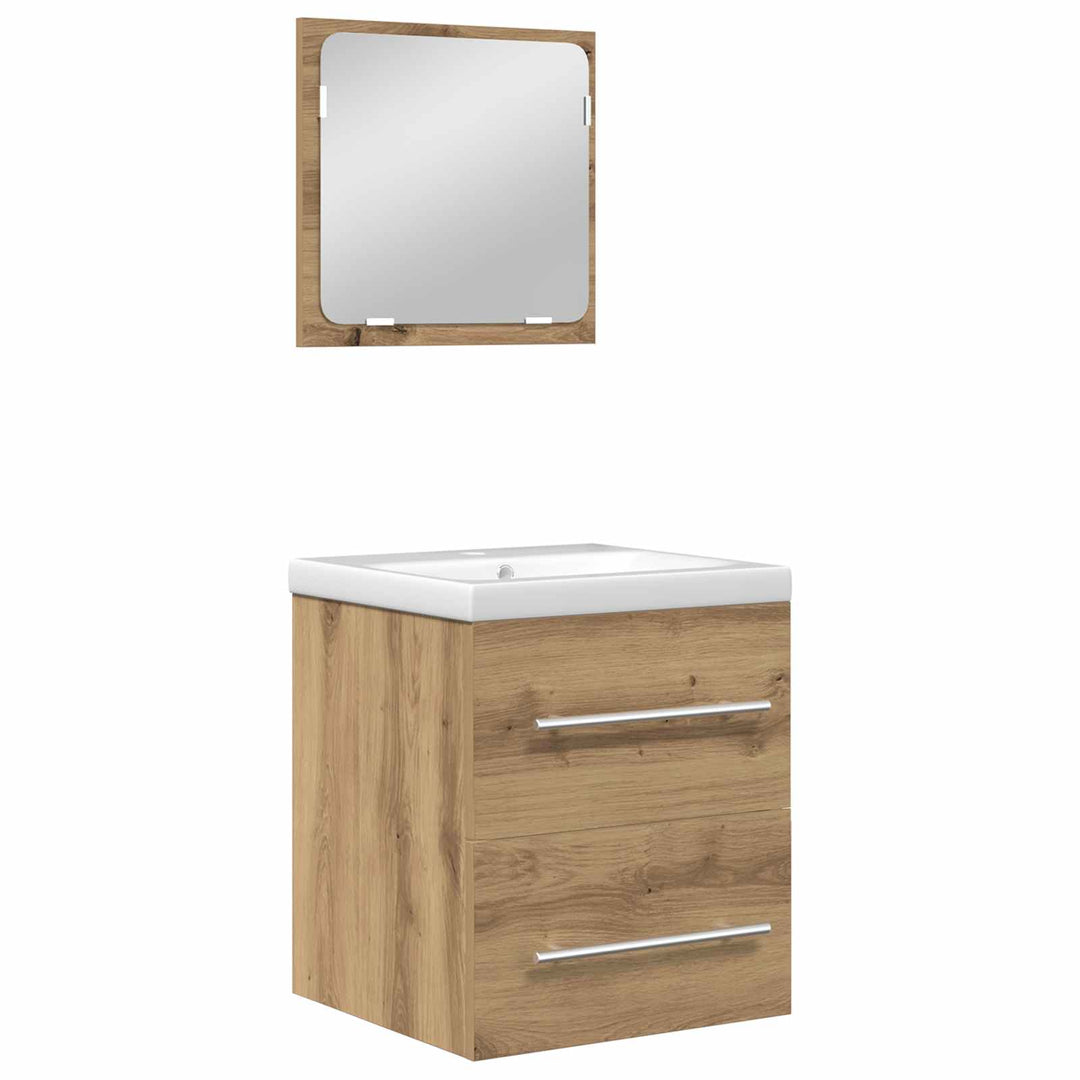 Badrumsmöbelset Med Låda 2 Pcs Artisan Ek Konstruerat Trä