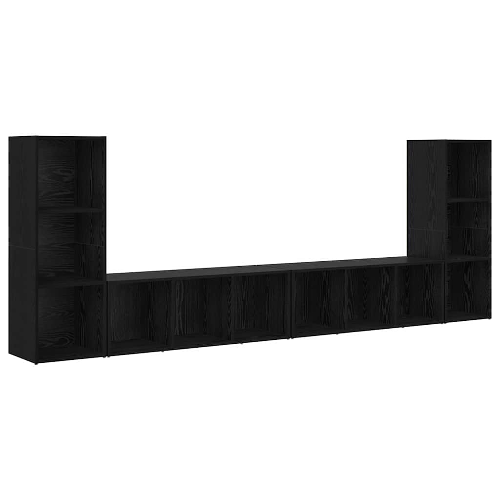Tv-Bänkset 4 Pcs Svart Ek 37 X 35 X 107 Cm Konstruerat Trä