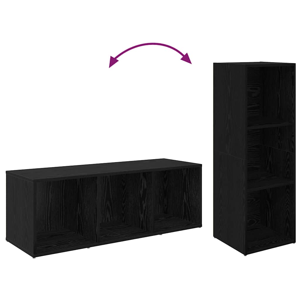 Tv-Bänkset 4 Pcs Svart Ek 37 X 35 X 107 Cm Konstruerat Trä