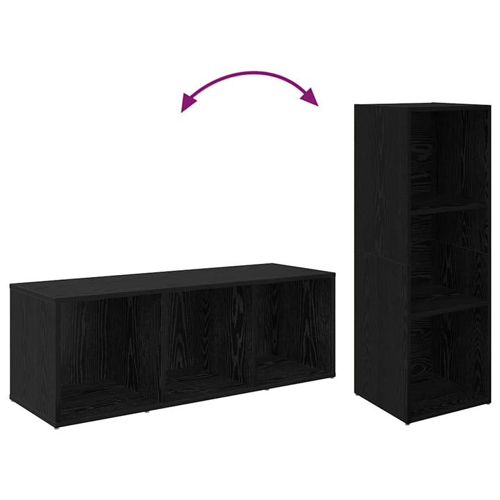 Tv-Bänkset 4 Pcs Svart Ek 37 X 35 X 107 Cm Konstruerat Trä