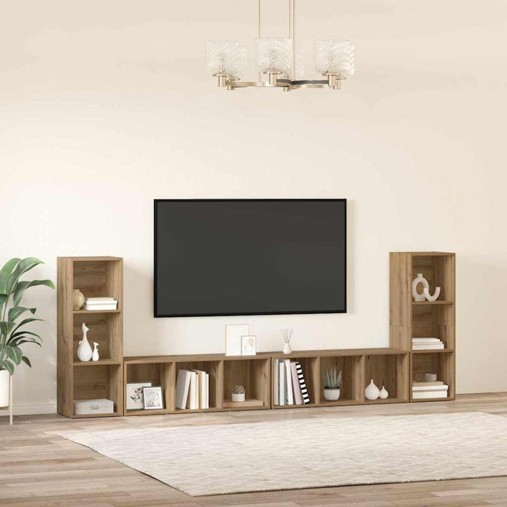Tv-Bänkset 4 Pcs Artisan Ek Konstruerat Trä