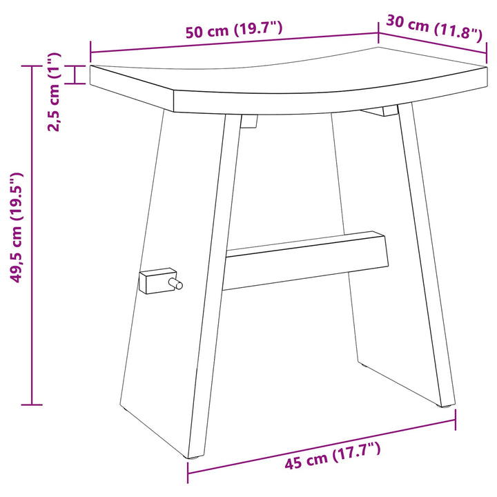 Badrumspall Brun 50 X 29,5 X 50,5 Cm Massivt Teakträ