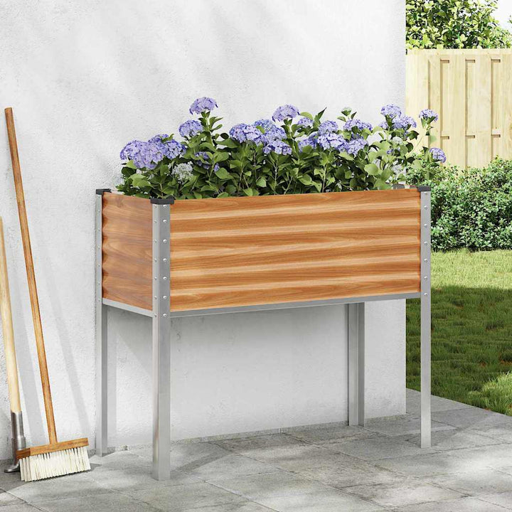 Trädgårdsplanterare Ljusbrun 100 X 45 X 90 Cm Galvaniserat Stål