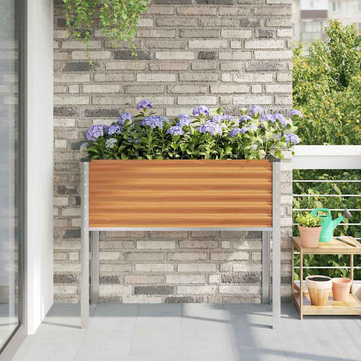 Trädgårdsplanterare Ljusbrun 100 X 45 X 90 Cm Galvaniserat Stål