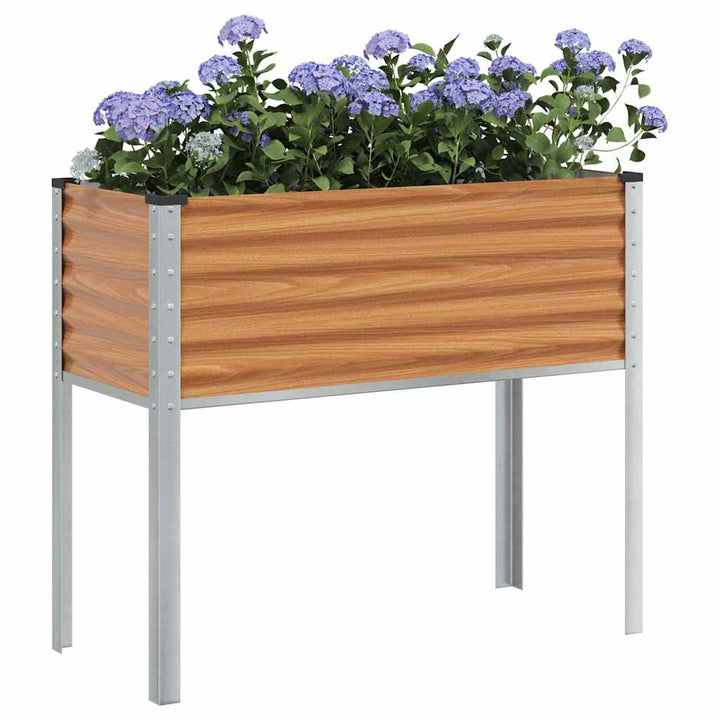 Trädgårdsplanterare Ljusbrun 100 X 45 X 90 Cm Galvaniserat Stål