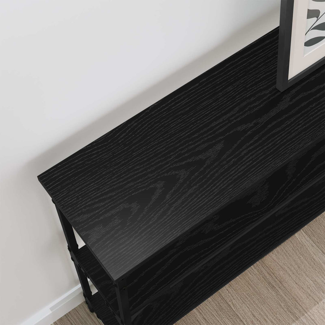 Konsolbord Svart Ek 100 X 22,5 X 75 Cm Konstruerat Trä