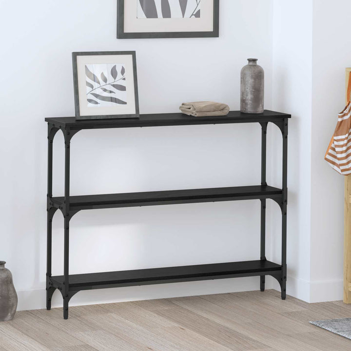 Konsolbord Svart Ek 100 X 22,5 X 75 Cm Konstruerat Trä