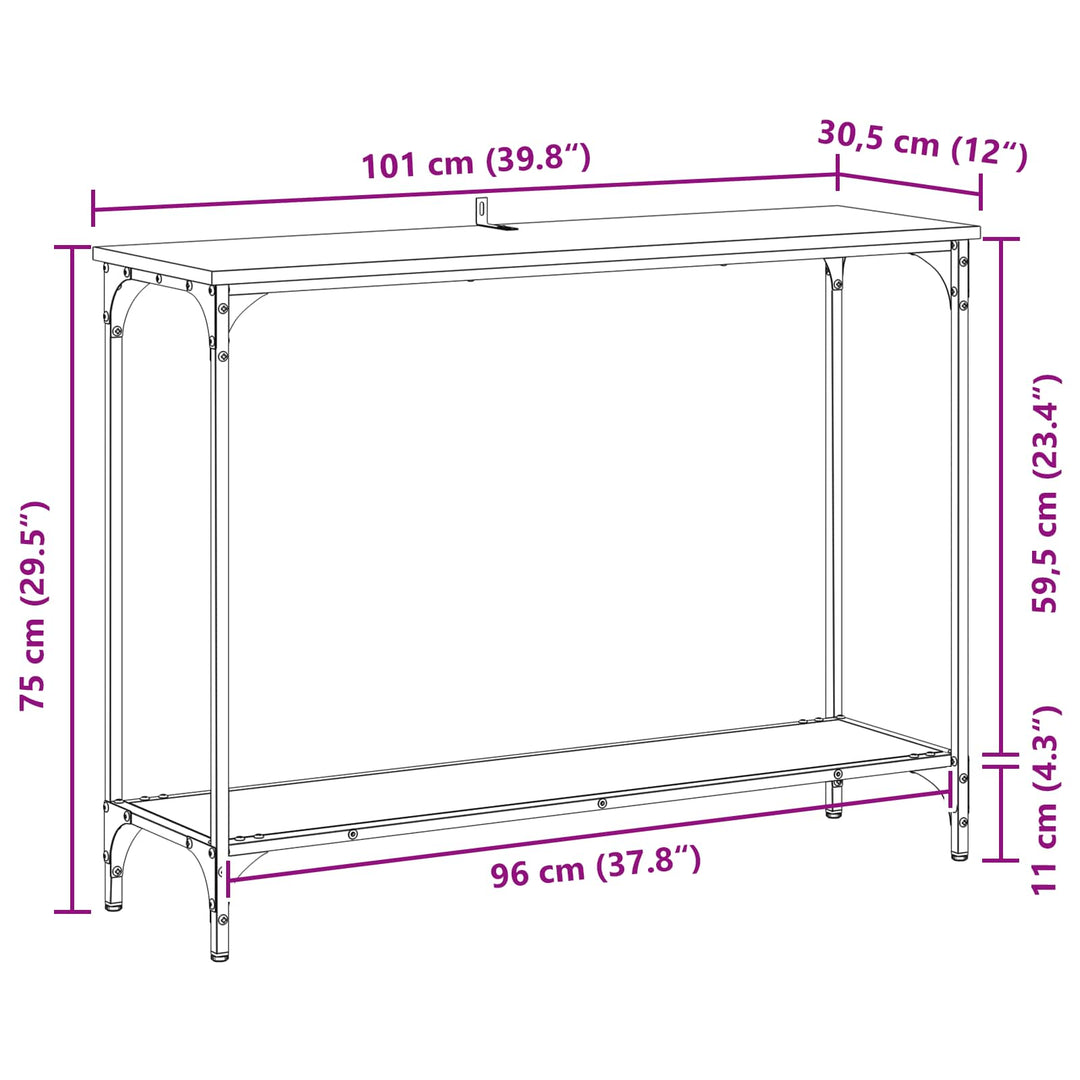 Konsolbord Svart Ek 101 X 30.5 X 75 Cm Konstruerat Trä