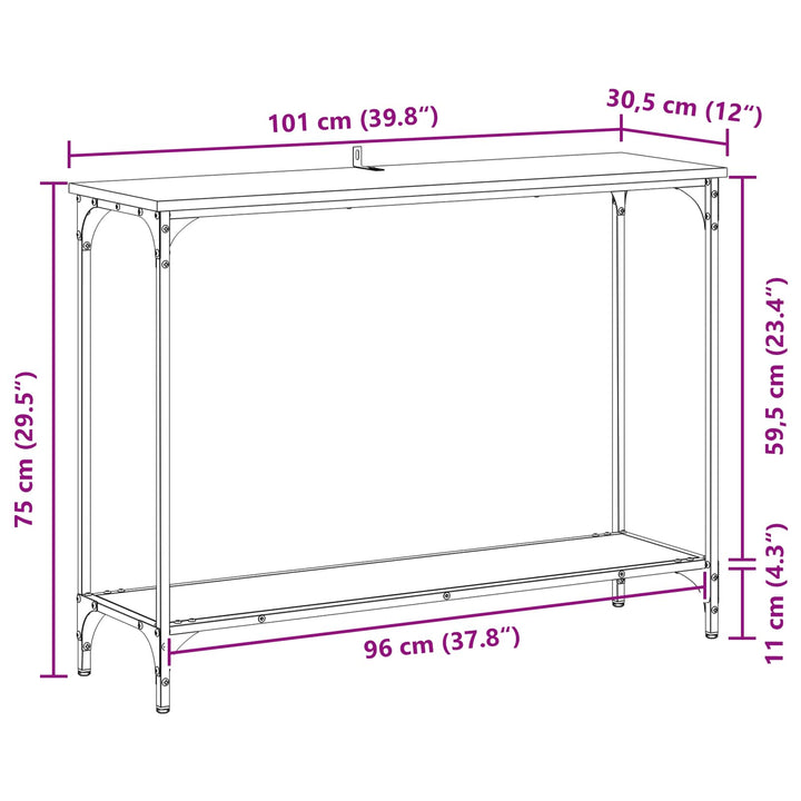 Konsolbord Svart Ek 101 X 30.5 X 75 Cm Konstruerat Trä